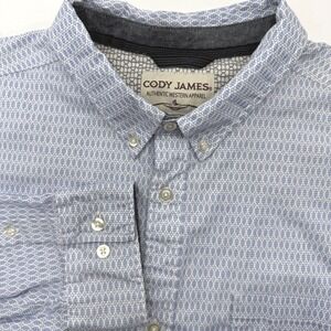 Cody James Button Down Men 2XLT Blue Geometric Authentic Western Apparel Stretch